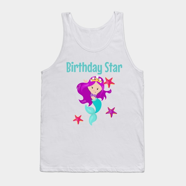 Mermaid Birthday Party Gifts Mermaid Party Favors Starfish Ocean Beach Pool Party Decor Tank Top by InnerMagic